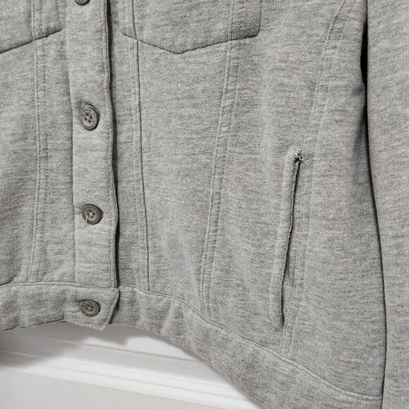 Branded Bull Women's L Gray Fleece Button Up Collared Trucker Jacket Soft Cozy - Picture 4 of 9